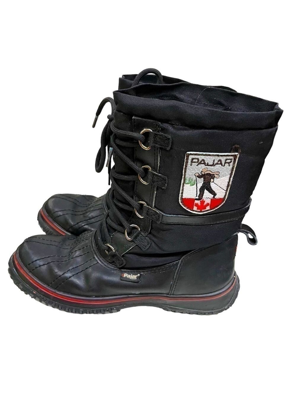 Pajar black leather and nylon low grip insulated winter boots size 38 - Picture 2 of 11